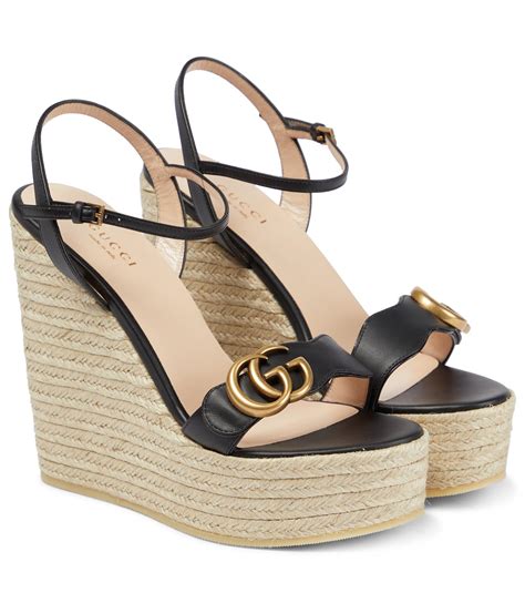 gucci black leather espadrilles|gucci leather espadrille sandals.